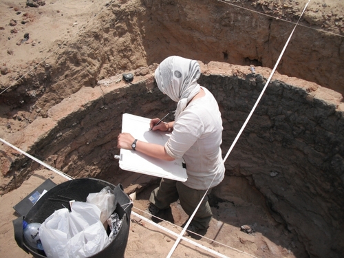 Anna Hodgkinson recording Kiln 1, half-excavated in 2010